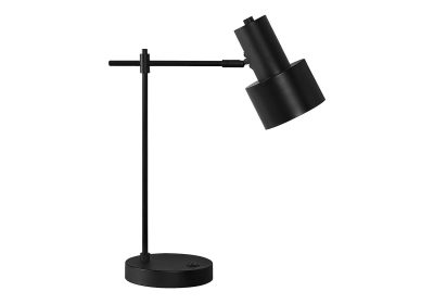 LIGHTING - 21"H TABLE LAMP BLACK METAL / BLACK SHADE / USB