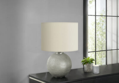 LIGHTING - 19"H TABLE LAMP GREY RESIN / IVORY SHADE