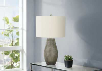 LIGHTING - 24"H TABLE LAMP GREY RESIN / IVORY SHADE