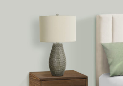 LIGHTING - 24"H TABLE LAMP GREY RESIN / IVORY SHADE