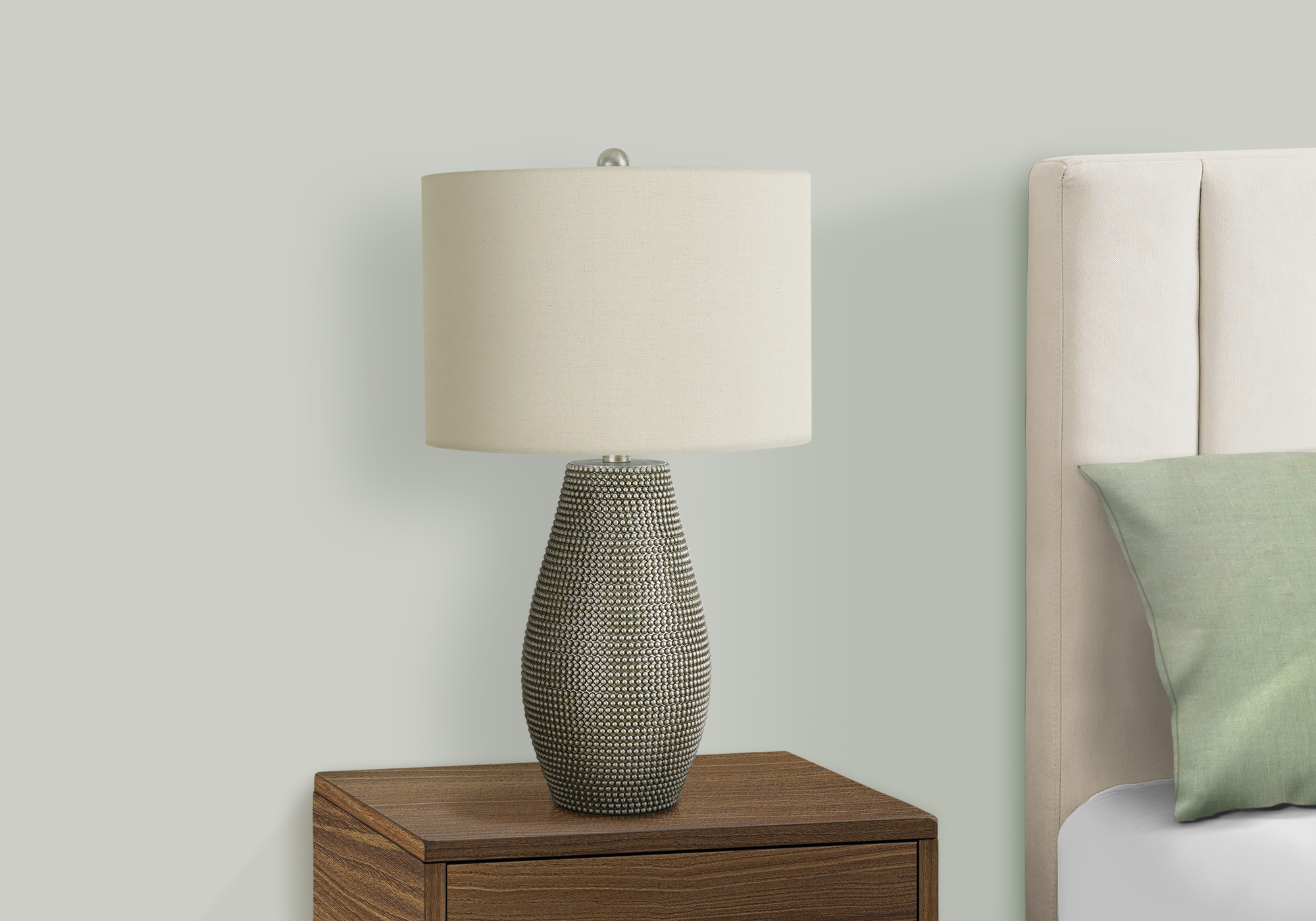 LIGHTING - 24"H TABLE LAMP GREY RESIN / IVORY SHADE - Image 2