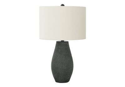 LIGHTING - 24"H TABLE LAMP BLACK RESIN / IVORY SHADE