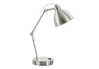 LIGHTING - 17"H TABLE LAMP NICKEL METAL / NICKEL SHADE / USB
