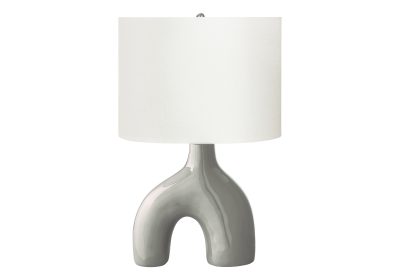 LIGHTING - 25"H TABLE LAMP GREY CERAMIC / IVORY SHADE