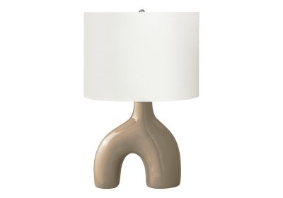 LIGHTING - 25"H TABLE LAMP BROWN CERAMIC / IVORY SHADE