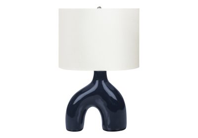 LIGHTING - 25"H TABLE LAMP BLUE CERAMIC / IVORY SHADE