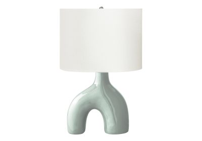 LIGHTING - 25"H TABLE LAMP GREEN CERAMIC / IVORY SHADE