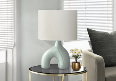 LIGHTING - 25"H TABLE LAMP GREEN CERAMIC / IVORY SHADE