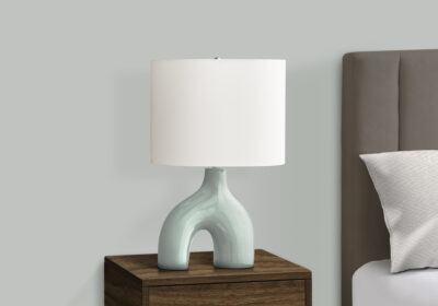 LIGHTING - 25"H TABLE LAMP GREEN CERAMIC / IVORY SHADE