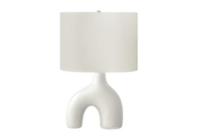 LIGHTING - 25"H TABLE LAMP WHITE CERAMIC / IVORY SHADE