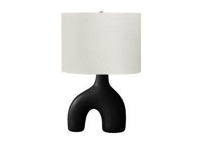 LIGHTING - 25"H TABLE LAMP BLACK CERAMIC / IVORY SHADE