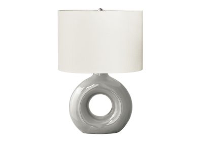 LIGHTING - 24"H TABLE LAMP GREY CERAMIC / IVORY SHADE