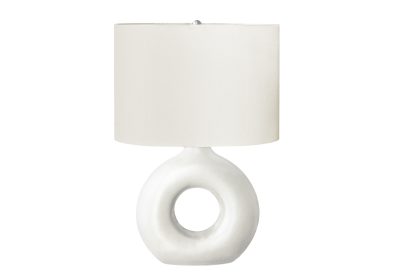 LIGHTING - 24"H TABLE LAMP WHITE CERAMIC / IVORY SHADE