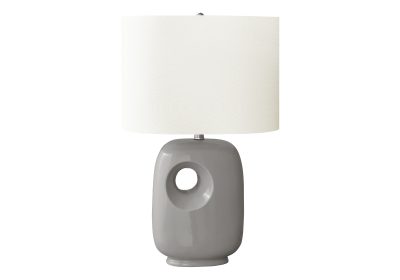 LIGHTING - 26"H TABLE LAMP GREY CERAMIC / IVORY SHADE