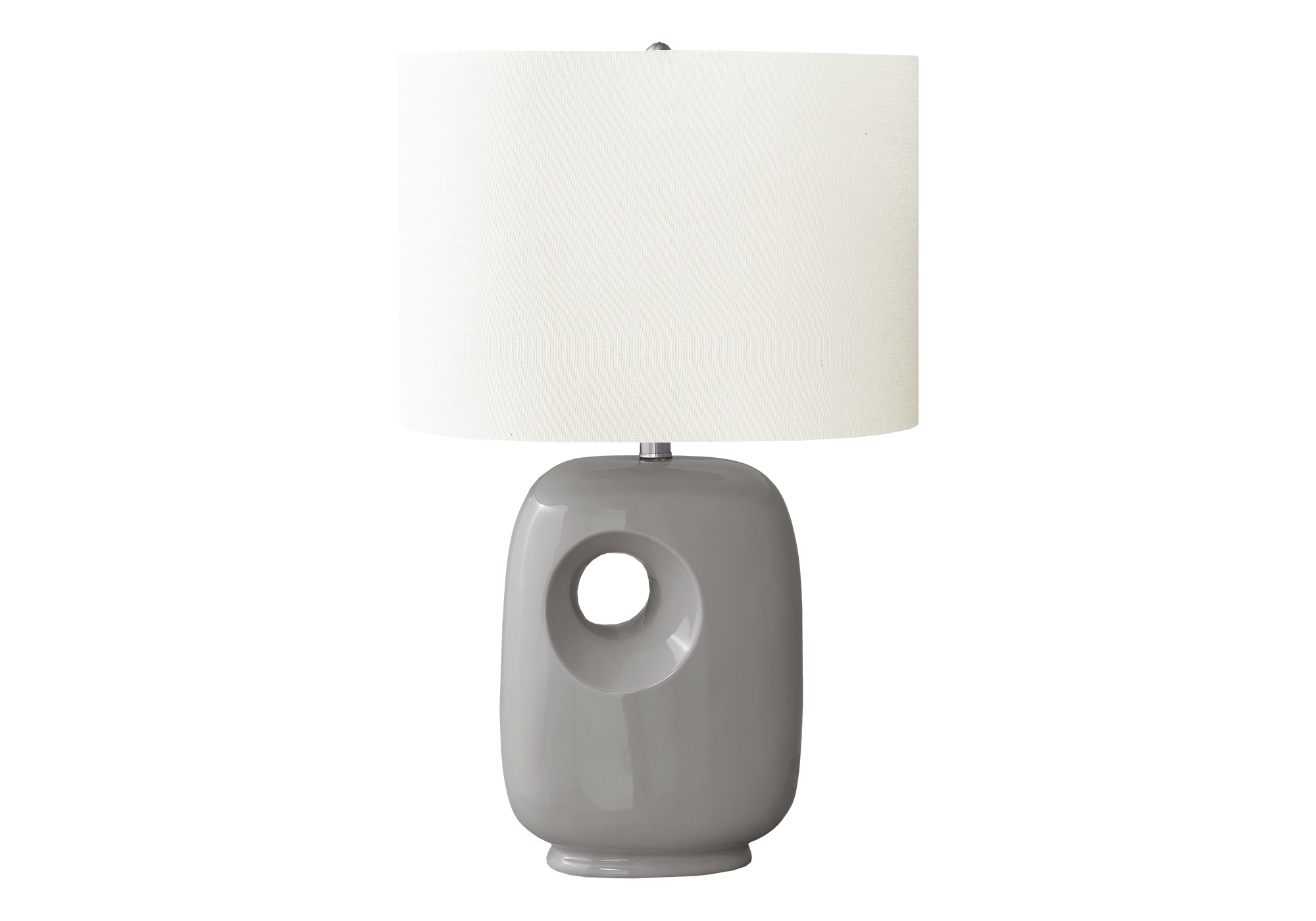 LIGHTING - 26"H TABLE LAMP GREY CERAMIC / IVORY SHADE - Image 3