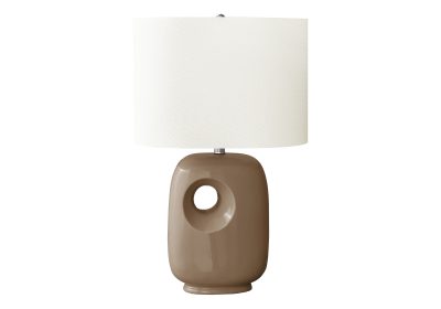 LIGHTING - 26"H TABLE LAMP BROWN CERAMIC / IVORY SHADE