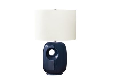 LIGHTING - 26"H TABLE LAMP BLUE CERAMIC / IVORY SHADE