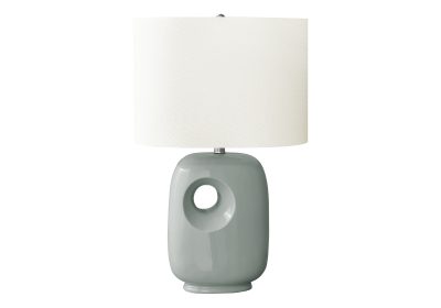 LIGHTING - 26"H TABLE LAMP GREEN CERAMIC / IVORY SHADE