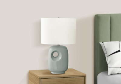 LIGHTING - 26"H TABLE LAMP GREEN CERAMIC / IVORY SHADE