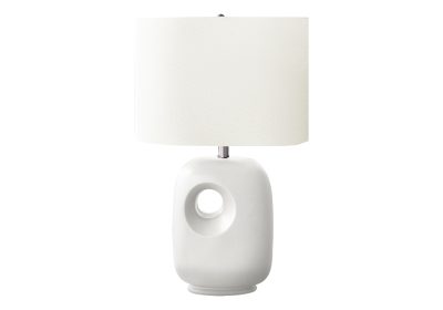 LIGHTING - 26"H TABLE LAMP WHITE CERAMIC / IVORY SHADE