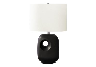 LIGHTING - 26"H TABLE LAMP BLACK CERAMIC / IVORY SHADE