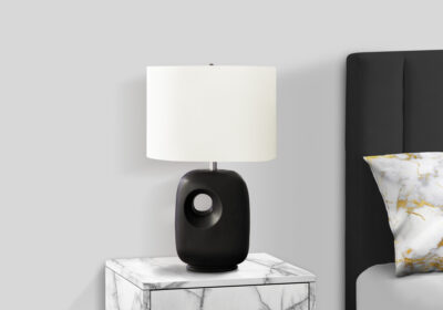 LIGHTING - 26"H TABLE LAMP BLACK CERAMIC / IVORY SHADE