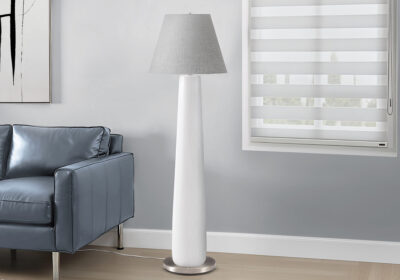LIGHTING - 61"H FLOOR LAMP WHITE RESIN / GREY SHADE
