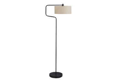 LIGHTING - 61"H FLOOR LAMP BLACK METAL / BEIGE SHADE