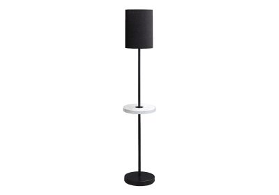 LIGHTING - 62"H FLOOR LAMP BLACK METAL / BLACK SHADE / USB