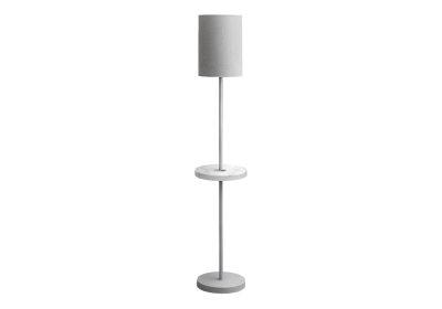 LIGHTING - 62"H FLOOR LAMP SILVER METAL / GREY SHADE / USB