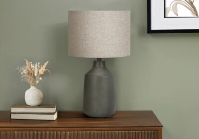 LIGHTING - 24"H TABLE LAMP GREY CONCRETE / BEIGE SHADE
