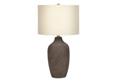 LIGHTING - 27"H TABLE LAMP GREY CERAMIC / BEIGE SHADE