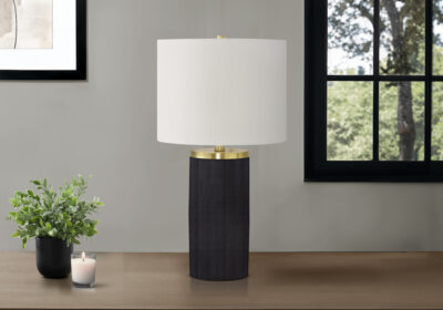 LIGHTING - 24"H TABLE LAMP BLACK CONCRETE / IVORY SHADE