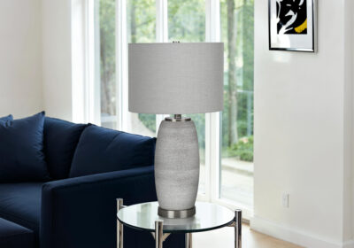 LIGHTING - 25"H TABLE LAMP GREY CERAMIC / GREY SHADE