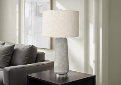 LIGHTING - 29"H TABLE LAMP GREY RESIN / IVORY SHADE