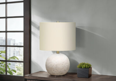 LIGHTING - 20"H TABLE LAMP GREY CONCRETE / IVORY SHADE
