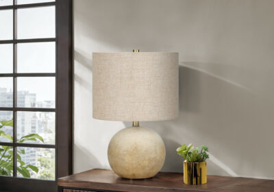 LIGHTING - 20"H TABLE LAMP BEIGE CONCRETE / BEIGE SHADE
