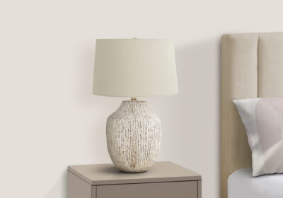 LIGHTING - 26"H TABLE LAMP CREAM CERAMIC / IVORY SHADE