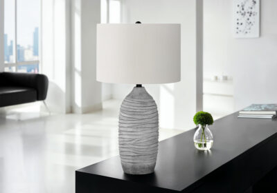 LIGHTING - 27"H TABLE LAMP GREY RESIN / IVORY SHADE