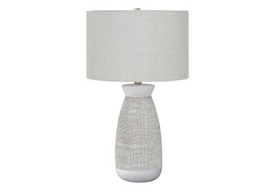 LIGHTING - 27"H TABLE LAMP GREY CERAMIC / GREY SHADE