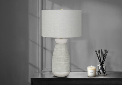 LIGHTING - 27"H TABLE LAMP GREY CERAMIC / GREY SHADE