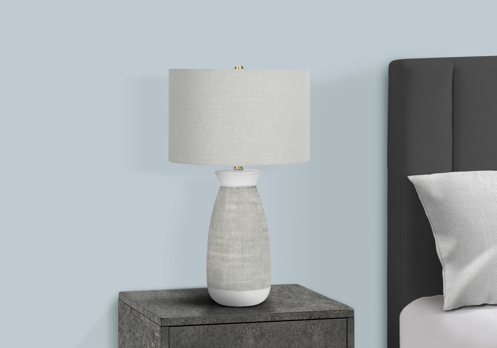 LIGHTING - 27"H TABLE LAMP GREY CERAMIC / GREY SHADE - Image 2