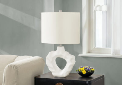 LIGHTING - 25"H TABLE LAMP CREAM RESIN / IVORY SHADE