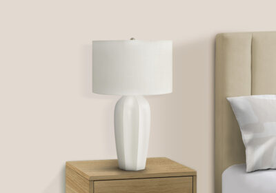 LIGHTING - 27"H TABLE LAMP CREAM CERAMIC / IVORY SHADE