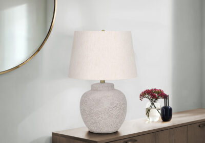 LIGHTING - 22"H TABLE LAMP CREAM CONCRETE / IVORY SHADE
