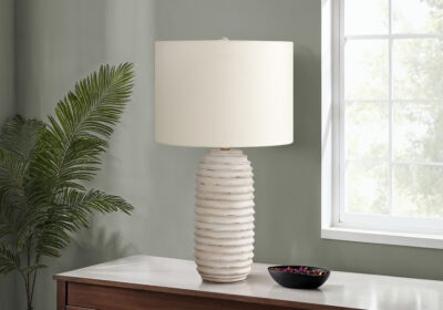 LIGHTING - 28"H TABLE LAMP CREAM RESIN / IVORY SHADE