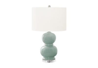 LIGHTING - 25"H TABLE LAMP GREEN CERAMIC / IVORY SHADE