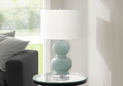 LIGHTING - 25"H TABLE LAMP GREEN CERAMIC / IVORY SHADE