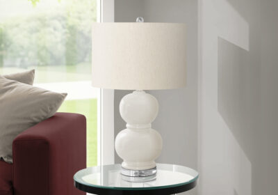 LIGHTING - 25"H TABLE LAMP CREAM CERAMIC / IVORY SHADE