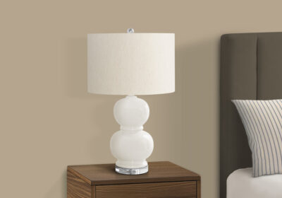 LIGHTING - 25"H TABLE LAMP CREAM CERAMIC / IVORY SHADE